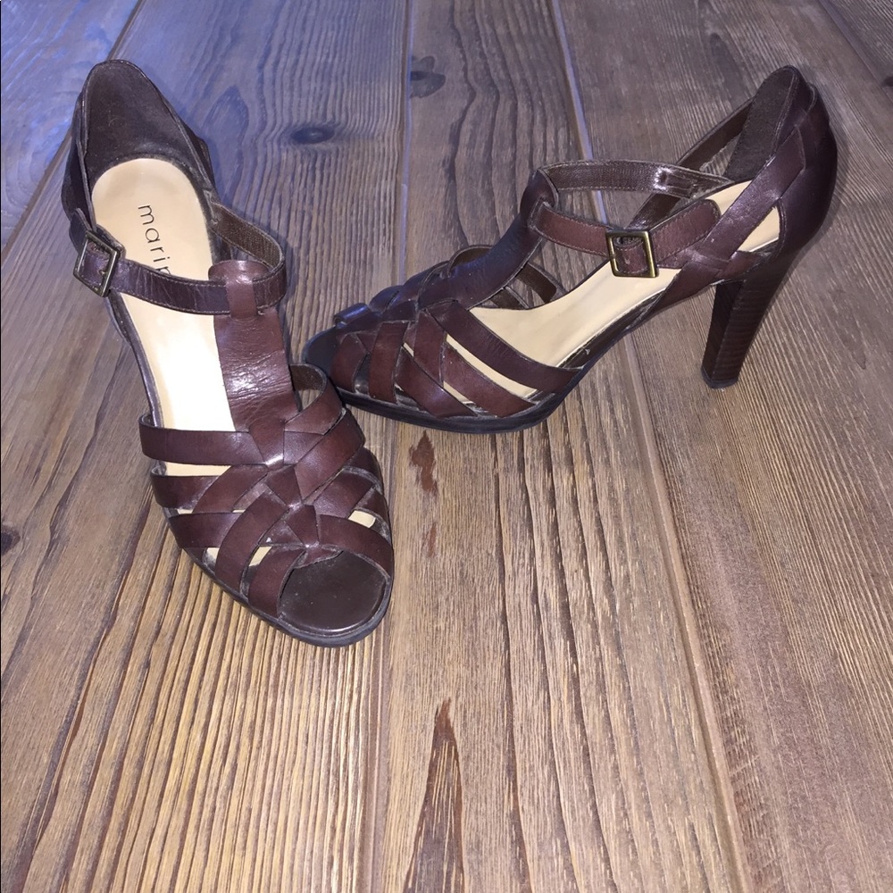 Maripe’ Brown Leather Heel - Worn Once! Size 7M
